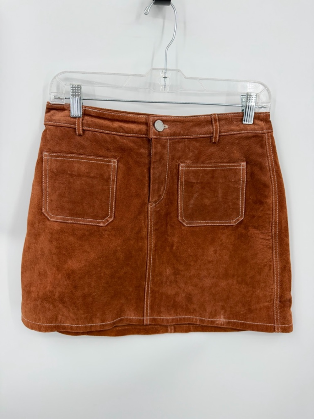 Blank NYC Suede Leather Mini Skirt Pockets Dried Tobacco Brown‎ Women's 26